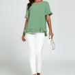 Load image into Gallery viewer, Frill Detail Short Sleeves Top In Light Green