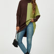 Load image into Gallery viewer, High Neck Half Brown & Green Block Colour Jumper Top