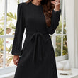 Load image into Gallery viewer, Cozy Soft Long Sleeve Kint Mini Dress In Black