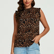 Load image into Gallery viewer, Leopard Print Frill Trim Sleeve Frill Neck Blouse Top In Brown