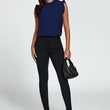 Load image into Gallery viewer, Frill Neck Blouse Top In Navy