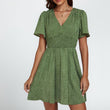 Load image into Gallery viewer, Dot Print Short Sleeve Mini Dress In Green