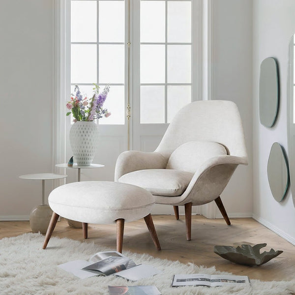 Fredericia Swoon Armchair And Footstool, Velvet - Miola