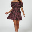 Load image into Gallery viewer, Floral Print Bardot Frill Mini Dress In Black