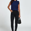 Load image into Gallery viewer, Frill Neck Blouse Top In Navy
