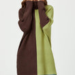 Load image into Gallery viewer, High Neck Half Brown & Green Block Colour Jumper Top