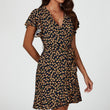 Load image into Gallery viewer, Floral Print Wrap Top Dress In Navy