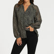 Load image into Gallery viewer, Gold Foil Leopard Print long sleeve Blouse Top In Black
