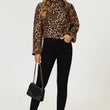 Load image into Gallery viewer, Leopard Print Foil Long Sleeve High Neck Top In Brown