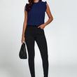 Load image into Gallery viewer, Frill Neck Blouse Top In Navy