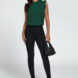 Load image into Gallery viewer, Frill Trim Sleeve Frill Neck Blouse Top In Dark Green