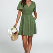 Load image into Gallery viewer, Dot Print Short Sleeve Mini Dress In Green