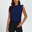 Load image into Gallery viewer, Frill Neck Blouse Top In Navy
