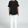 Load image into Gallery viewer, Frill Detail Short Sleeves Top In Black