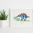 Load image into Gallery viewer, Personalised Watercolour Stegosaurus Dinosaur Art Print