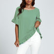 Load image into Gallery viewer, Frill Detail Short Sleeves Top In Light Green