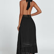 Load image into Gallery viewer, Lace Detail V Neckline Maxi Dress In Black