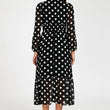 Load image into Gallery viewer, Dot Print Lace Trim Long Sleeve Maxi Dress In Black