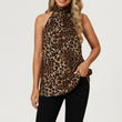 Load image into Gallery viewer, Leopard Print Foil Halter Neck Tie Back Top In Brown