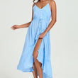 Load image into Gallery viewer, Dot Print Button Down High Low Strappy Dress In Light Blue