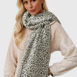 Load image into Gallery viewer, Black Leopard Print Tassel Scarf In White