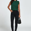 Load image into Gallery viewer, Frill Trim Sleeve Frill Neck Blouse Top In Dark Green
