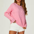 Load image into Gallery viewer, Cable Knit Crew Neck Jumper In Pink