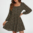 Load image into Gallery viewer, Little Floral Print Square Neck Mini Dress In Black
