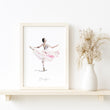 Load image into Gallery viewer, Framed artwork of a ballerina in a pink dress on a shelf with a vase of dried flowers.