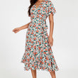 Load image into Gallery viewer, Daisy Print Midi Wrap Dress In Pink