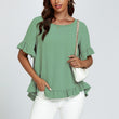 Load image into Gallery viewer, Frill Detail Short Sleeves Top In Light Green