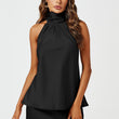Load image into Gallery viewer, Satin Halter Neck Tie Back Top In Black