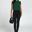 Load image into Gallery viewer, Frill Trim Sleeve Frill Neck Blouse Top In Dark Green