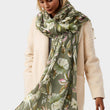 Load image into Gallery viewer, Leaf Floral Print Tassel Scarf In Olive Green