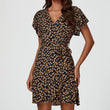 Load image into Gallery viewer, Floral Print Wrap Top Dress In Navy