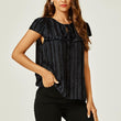 Load image into Gallery viewer, Flocked Tulle Sheer Top In Black