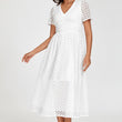 Load image into Gallery viewer, Broderie Anglaise Midi Dress In White