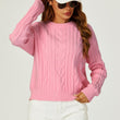 Load image into Gallery viewer, Cable Knit Crew Neck Jumper In Pink