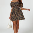 Load image into Gallery viewer, Floral Print Bardot Frill Mini Dress In Navy