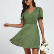 Load image into Gallery viewer, Dot Print Short Sleeve Mini Dress In Green
