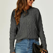 Load image into Gallery viewer, Cable Knit Crew Neck Jumper In Dark Grey
