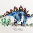 Load image into Gallery viewer, Personalised Watercolour Stegosaurus Dinosaur Art Print