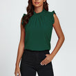 Load image into Gallery viewer, Frill Trim Sleeve Frill Neck Blouse Top In Dark Green