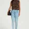 Load image into Gallery viewer, Leopard Print Frill Trim Sleeve Frill Neck Blouse Top In Brown