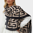 Load image into Gallery viewer, Geo Print Scarf In Beige & Black