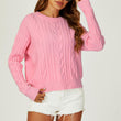 Load image into Gallery viewer, Cable Knit Crew Neck Jumper In Pink