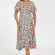 Load image into Gallery viewer, Daisy Print Midi Wrap Dress In Pink