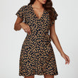 Load image into Gallery viewer, Floral Print Wrap Top Dress In Navy