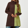 Load image into Gallery viewer, High Neck Half Brown & Green Block Colour Jumper Top