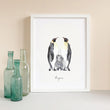 Load image into Gallery viewer, Penguins - Personalised Watercolour Fine Art Print